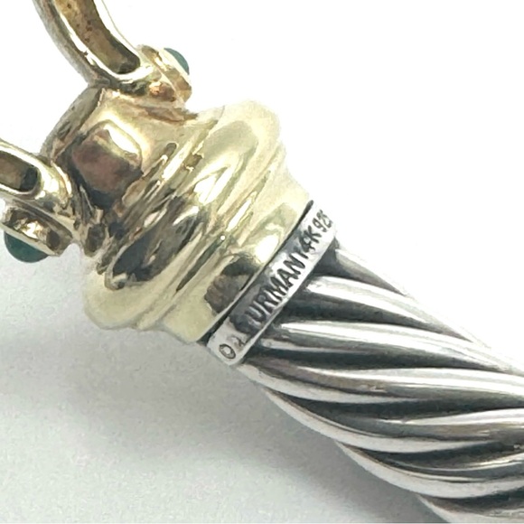 David Yurman 10mm Gold Buckle Bracelet With Garnet And Green Onyx - Picture 9 of 9